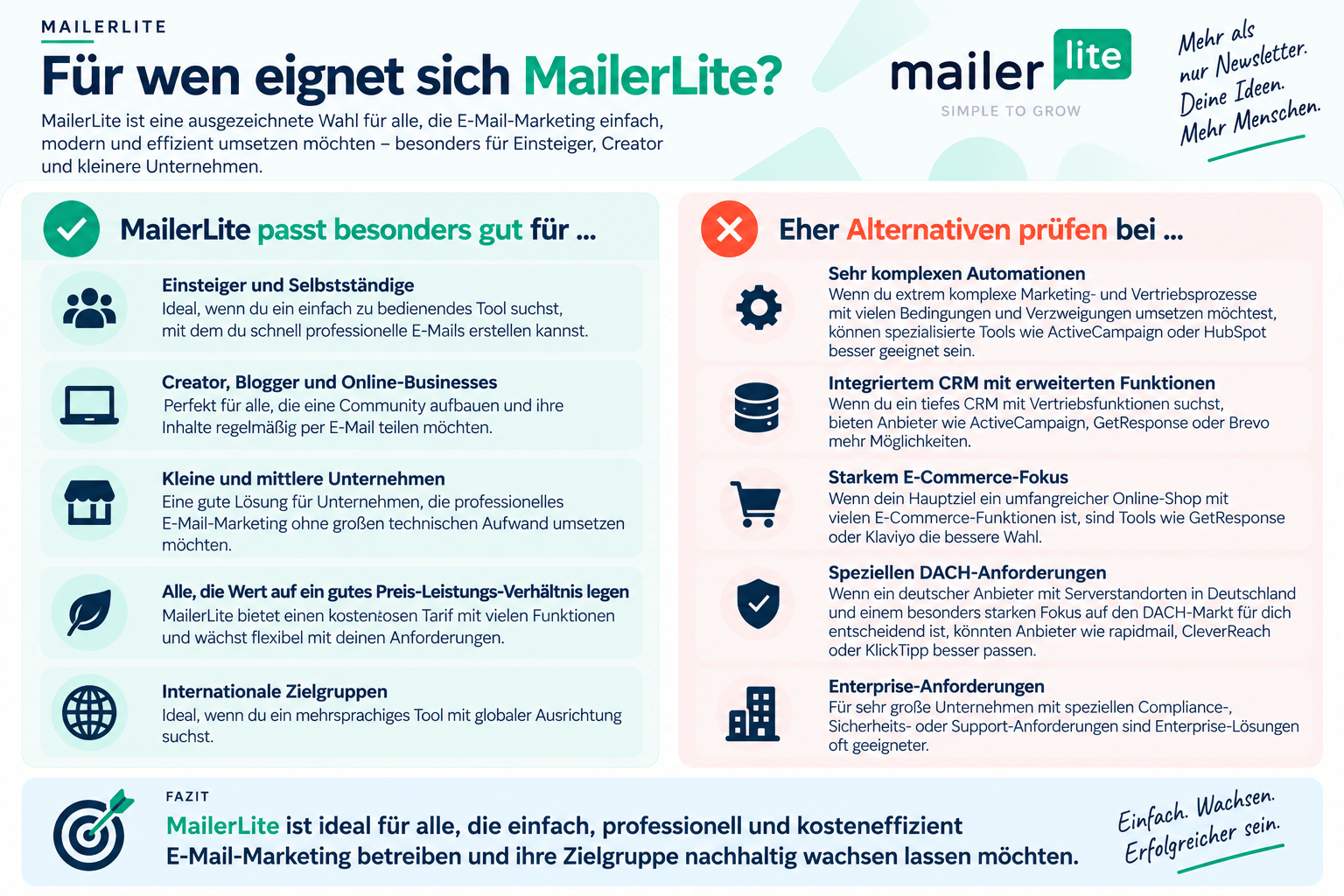 Für wen sich MailerLite als E-Mail-Marketing-Tool eignet